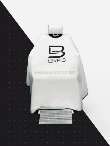 L3VEL3 RUBBER NECK CAPE BLACK/WHITE - ЧЕРНА/БЯЛА ПЕЛЕРИНА С ГУМИРАНА ЯКА И ЛОГО