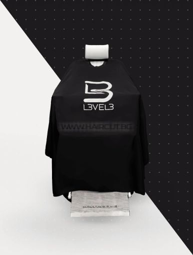 L3VEL3 RUBBER NECK CAPE BLACK/WHITE - ЧЕРНА/БЯЛА ПЕЛЕРИНА С ГУМИРАНА ЯКА И ЛОГО