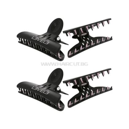 L3VEL3 HAIR CLAW (BUTTERFLY) CLIPS - ШИРОКА ШНОЛА ЗА КОСА, 4 БРОЯ