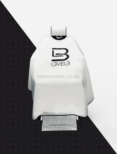 L3VEL3 RUBBER NECK CAPE BLACK/WHITE - ЧЕРНА/БЯЛА ПЕЛЕРИНА С ГУМИРАНА ЯКА И ЛОГО