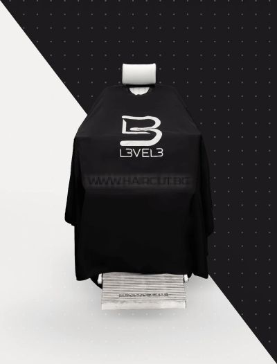 L3VEL3 RUBBER NECK CAPE BLACK/WHITE - ЧЕРНА/БЯЛА ПЕЛЕРИНА С ГУМИРАНА ЯКА И ЛОГО