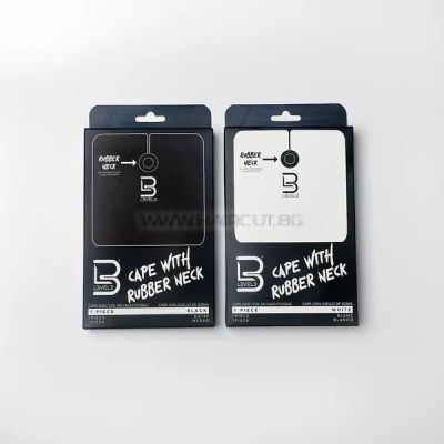 L3VEL3 RUBBER NECK CAPE BLACK/WHITE - ЧЕРНА/БЯЛА ПЕЛЕРИНА С ГУМИРАНА ЯКА И ЛОГО