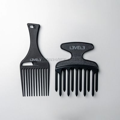 L3VEL3 2PC HAIR PICK COMB SET -  КОМПЛЕКТ 2 БРОЯ ПРОФЕСИОНАЛНИ ГРЕБЕНИ С ДРЪЖКА, ЗА РАЗРЕСВАНЕ И РАЗПЛИТАНЕ