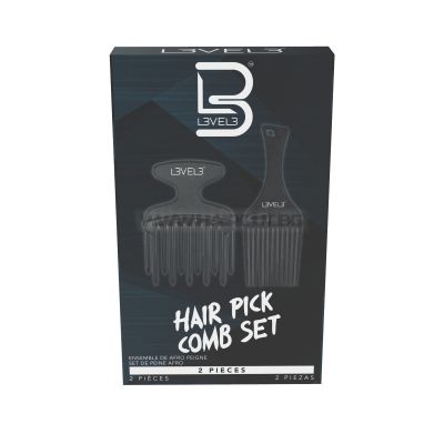 L3VEL3 2PC HAIR PICK COMB SET -  КОМПЛЕКТ 2 БРОЯ ПРОФЕСИОНАЛНИ ГРЕБЕНИ С ДРЪЖКА, ЗА РАЗРЕСВАНЕ И РАЗПЛИТАНЕ